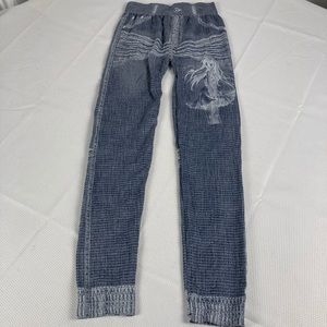 Chuns Female Navy Jean Leggings w/ Anime girl in dress. Size F. Fits most XS-M.